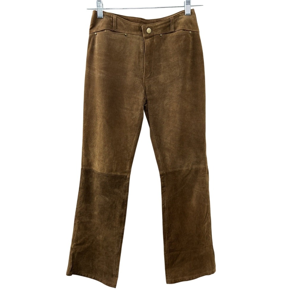 Hype Suede Leather Pants 14 Brown Straight Leg Mid Rise Western Boho Indie